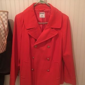 L old navy orange pea coat